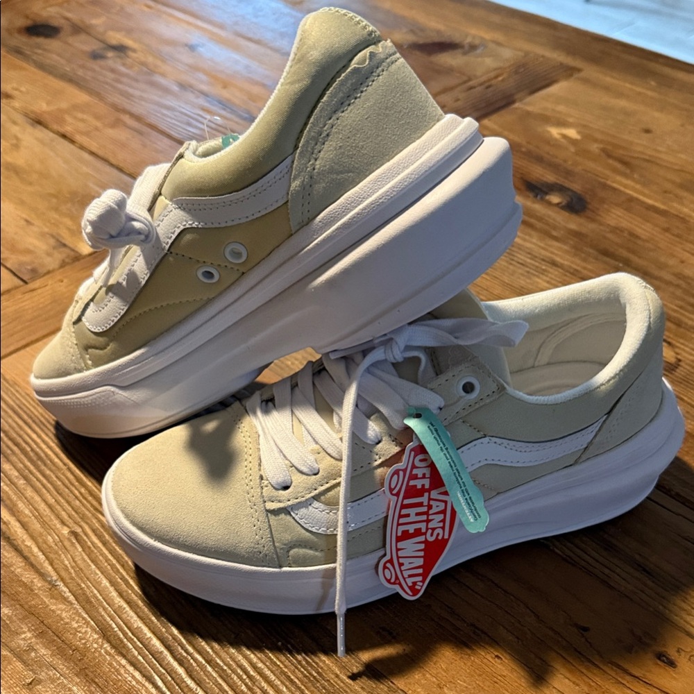 Vans Cream and White Cumfycush Sneakers.  Never worn